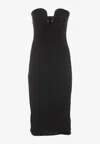 Pinko Fitted Black Stretch Viscose Midi Dress In Black