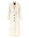 Pinko Single-breasted Coat With Belt In Neutral