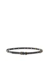 Pinko Thin Leather Belt With Metal Rings In Black