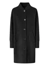 Pinko Long Double Cloth Coat In Black