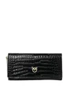 Pinko Chain Croc-effect Wallet In Black