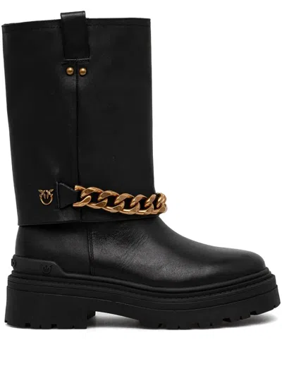 Pinko Chain-detail Boots In Black