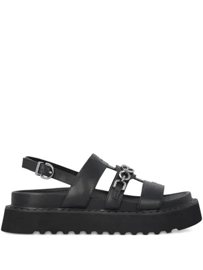 Pinko Chain-detail Leather Sandals In Black