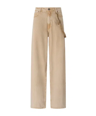 Pinko Chain Detail Straight-leg Jeans In Brown