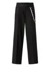 Pinko Loose Wide-leg Trousers With Jewel Chain In Black