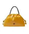 Pinko Sac Porté Épaule À Fine Bandoulière Chaîne En Cuir Naplak In Orange