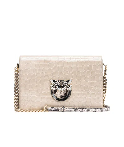 Pinko Chain Shoulder Bag In Brown