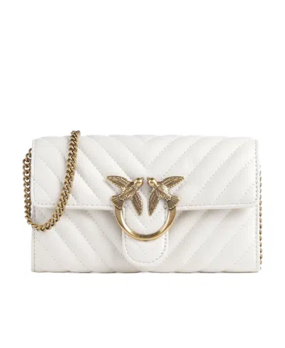 Pinko Love One Quilted Shoulder Bag In White