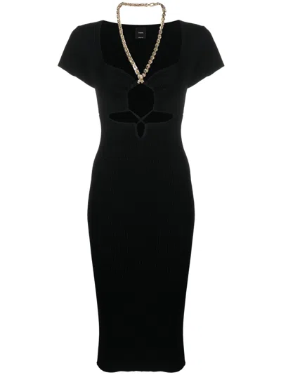 Pinko Chain-strap Midi Dress In Black