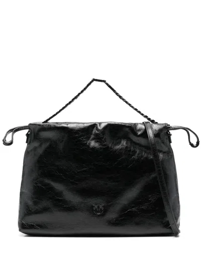 Pinko Chain-strap Leather Shoulder Bag In Black