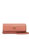 Pinko Chain-strap Leather Wallet In Pink