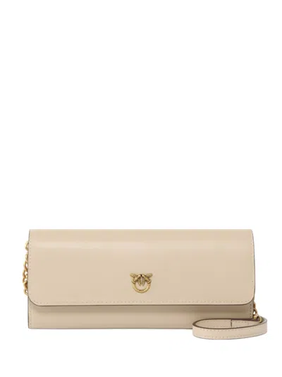 Pinko Chain-strap Leather Wallet In Neutral