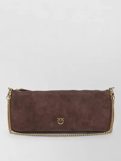 Pinko Chain Strap Lightweight Rectangular Clutch Bag In Brown