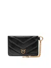 Pinko Galleria Quilted Leather Chain Cardholder In Gold
