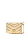 Pinko Love Chain Sheepskin Cardholder In Oro-antique Gold