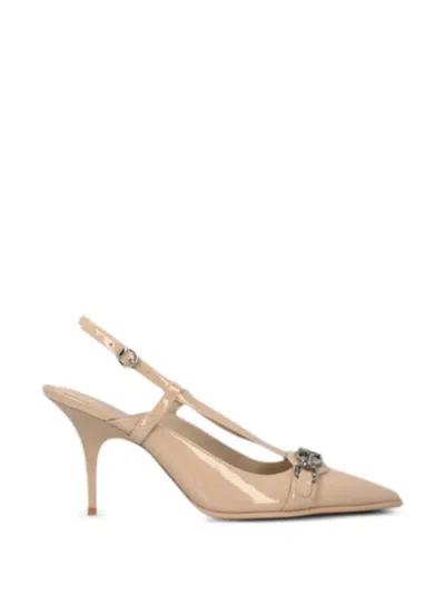 Pinko Chain-detail Slingback Pumps In Neutral
