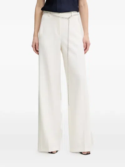 Pinko Chain-embellished Trousers In White