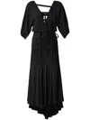 Pinko Long Silk-blend Crepe Dress In Black
