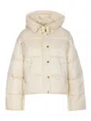 Pinko Cropped Puffer Jacket With High Collar In Neutral