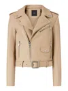 Pinko Blouson De Motard En Cuir Nappa Souple In Neutral