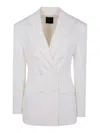 Pinko Double-breasted White Blazer With Notched Lapels In White