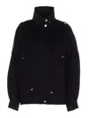 Pinko 'crostino' Black Jacket With Collar With Buttons And Front Pockets In Wool Blend Woman In Black