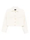 Pinko Cropped White Jacket With Classic Collar And Gold-tone Buttons In White