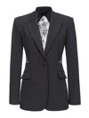 Pinko Flap Pockets Lace Detailing Notched Lapel In Black