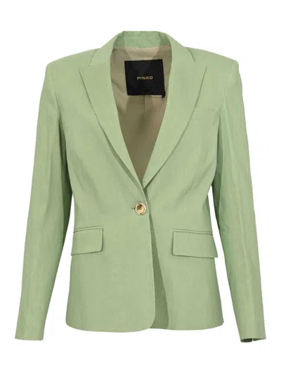 Pinko Freda Jacket In Stretch Linen In Green