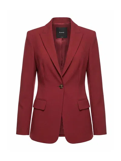 Pinko Tailored Red Blazer With Notched Lapels And Button Details