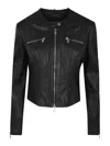 Pinko Leather Jacket In Black