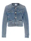 Pinko Blue Cropped Jacket With Patch Pockets On The Front In Azul
