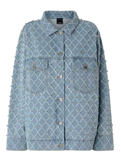 Pinko Piper Denim Jacket-shirt In Blue