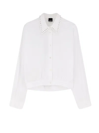 Pinko Charita Cotton Shirt Long Sleeve Collar In White