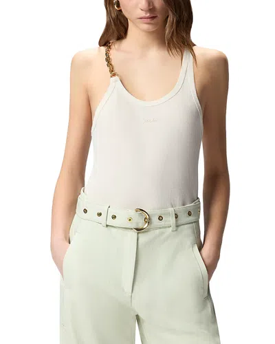 Pinko Charlene Chain Trim Tank Top In White