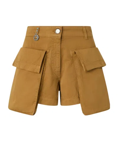 Pinko Charm-detailed Flap-pocket Shorts In Yellow