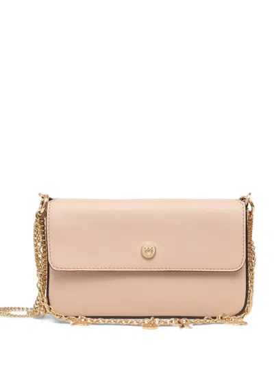 Pinko Charm-embellished Leather Tote Bag In Pink