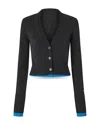 Pinko Chausie Wool Cashmere Cardigan In Grey/turquoise