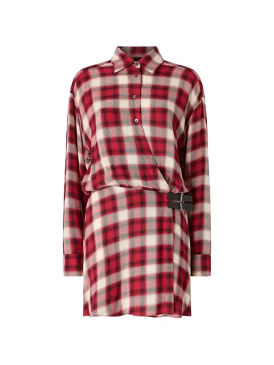 Pinko Check Buckle-detail Shirt Dress In Multi