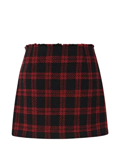 Pinko Check Buckle-fastening Midi Skirt In Black