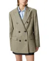 Pinko Tenaglia Double-breasted Wool Blazer In Camel/light Green