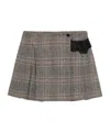 Pinko Beige Plaid Pleated Mini Skirt In Gray