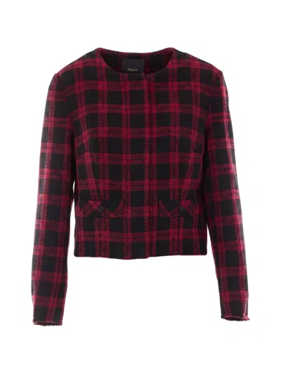 PINKO CHECKED COLLARLESS JACKET