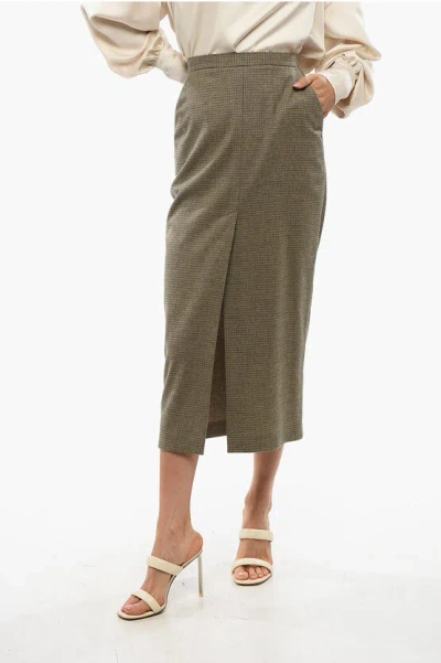 Pinko Checked Flannel Lampione Skirt In Green