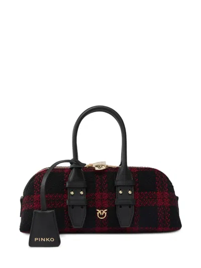 Pinko Checked Love Birds Tote Bag In Red