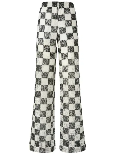 Pinko Checked Palazzo Pants In 白色