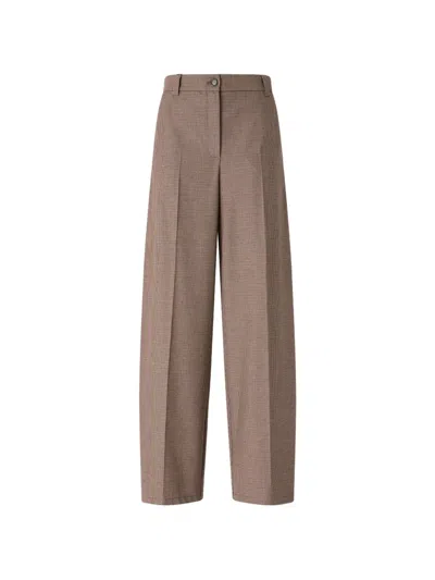 Pinko Checked Wide-leg Trousers In Brown