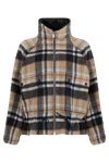 Pinko Check-pattern Elasticated-hem Jacket In Brown