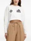Pinko Checkered Sequin Cropped Sweater In Neutral