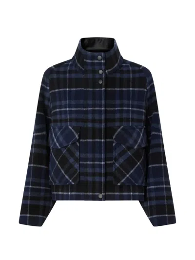 Pinko Check-pattern Cropped Coat In Multi